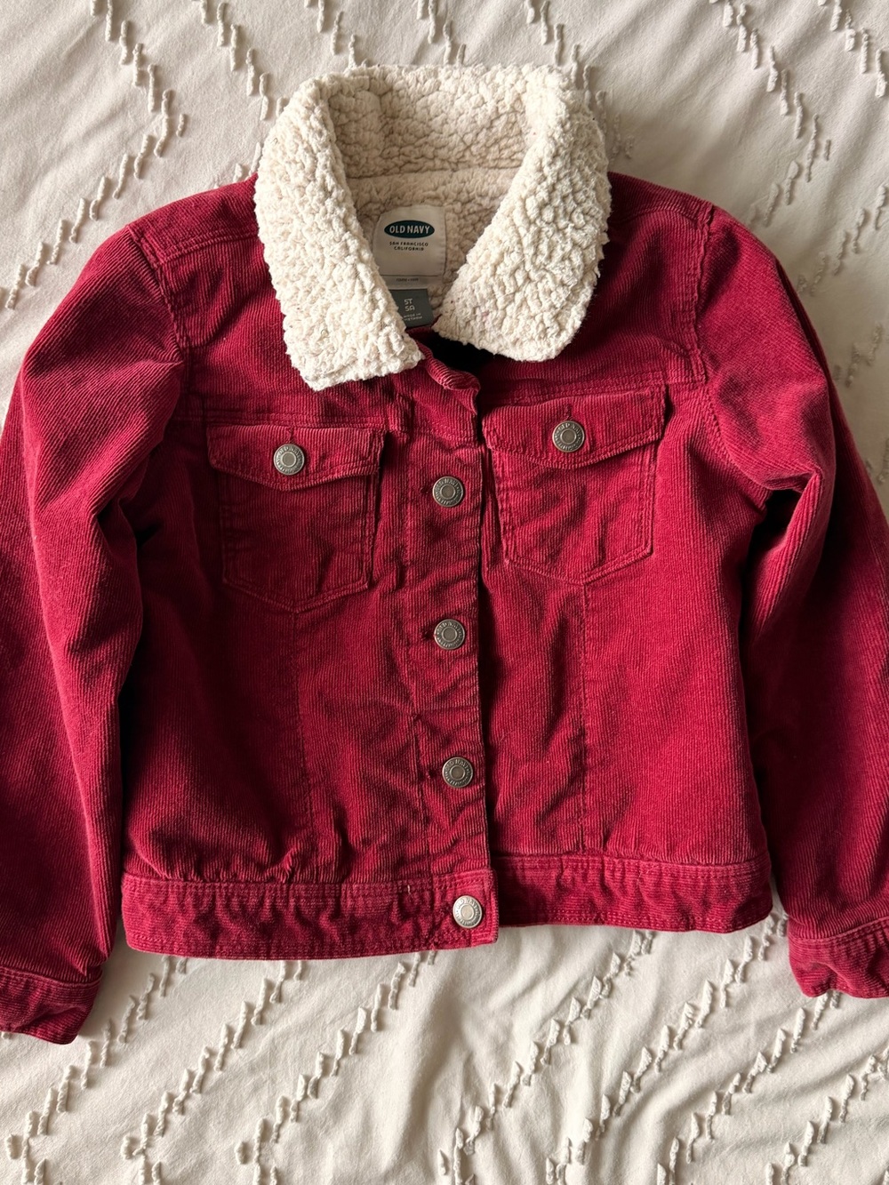 Vintage Old Navy Maroon Corduroy Jacket with Cream Sherpa Collar